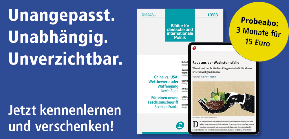 Probeabo der »Blätter« – print und digital für 3 Monate für 15 Euro