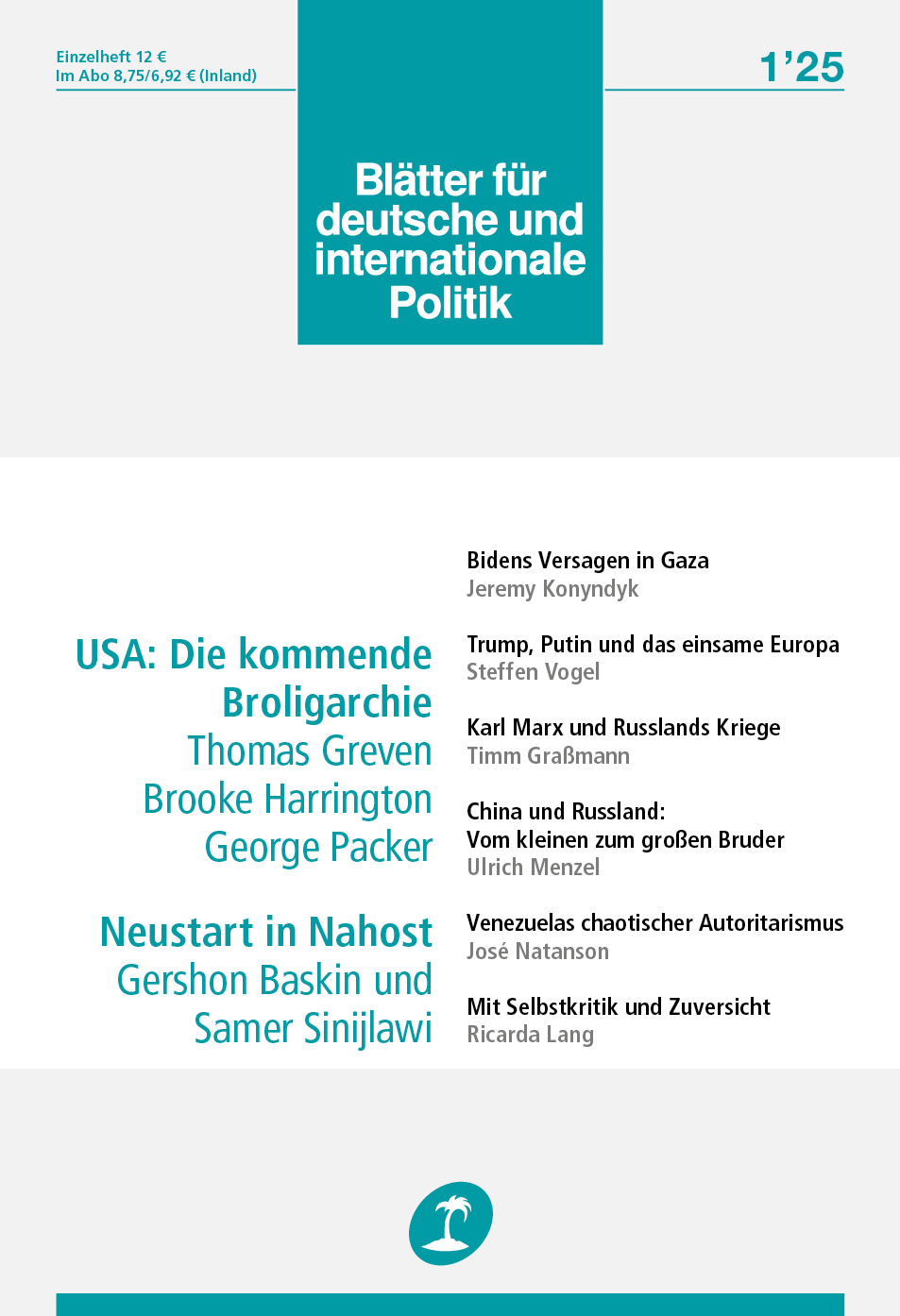 »Blätter«-Ausgabe 1/2025