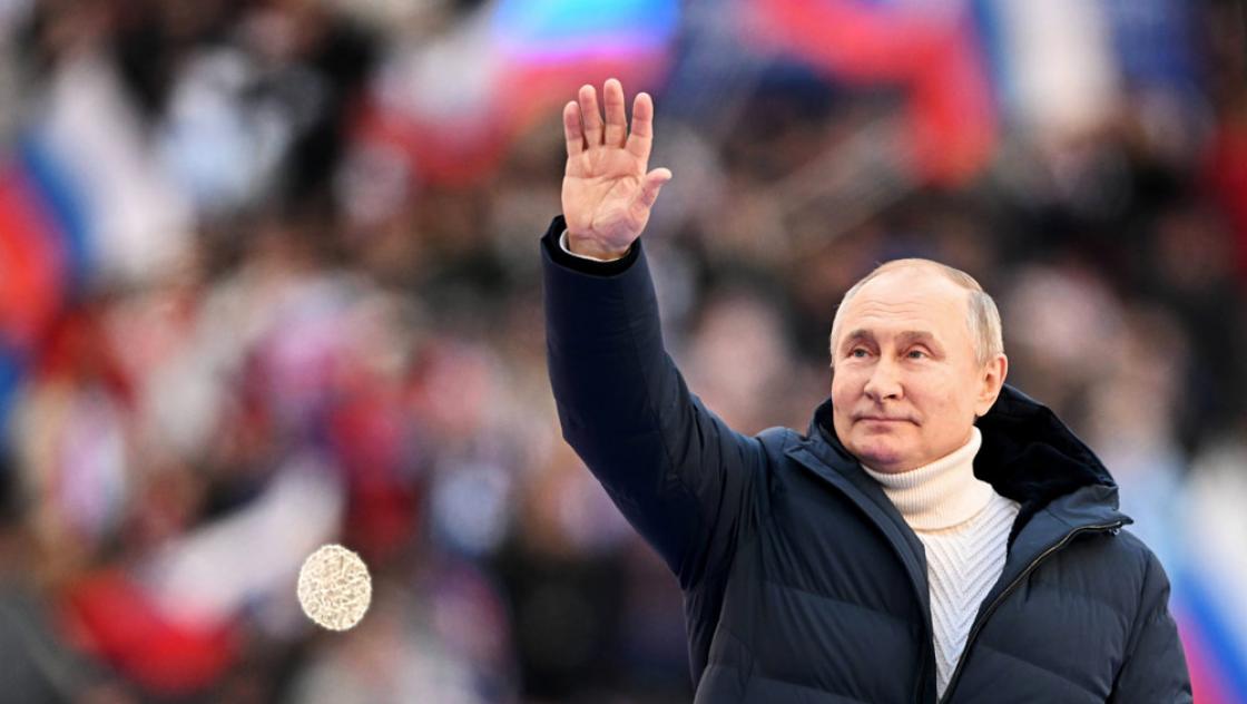 Der russische Präsident Wladimir Putin im Luzhniki-Stadion in Moskau/Russland 18.03.2022 (IMAGO / SNA) 