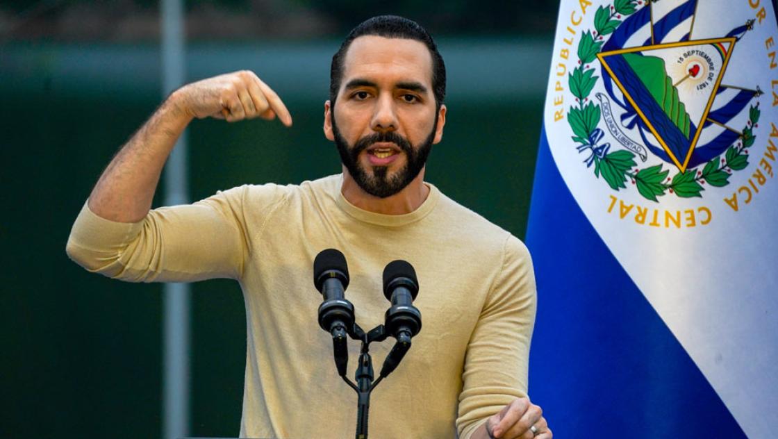 Nayib Bukele, Präsident von El Salvador, in San Luis de la Reina, 19.10.2023 (IMAGO / ZUMA Wire / Camilo Freedman)