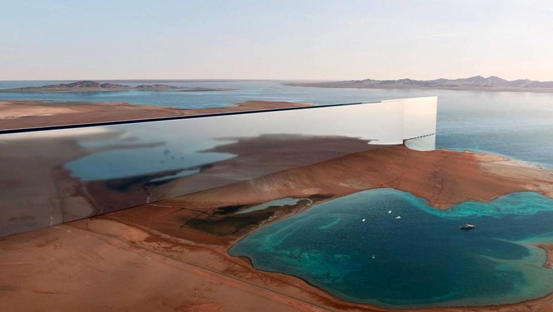  The Line ist ein Bandstadt-Gebäude in Saudi-Arabien, das ohne Autos, Straßen und Kohlendioxidemissionen auskommen soll. Es ist Teil des Großprojekts Neom (IMAGO / ABACAPRESS) 