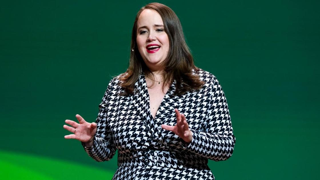 Ricarda Lang auf der 50. Bundesdelegiertenkonferenz von Bündnis 90/Die Grünen in Wiesbaden, 16.11.2024 (IMAGO / Eibner)