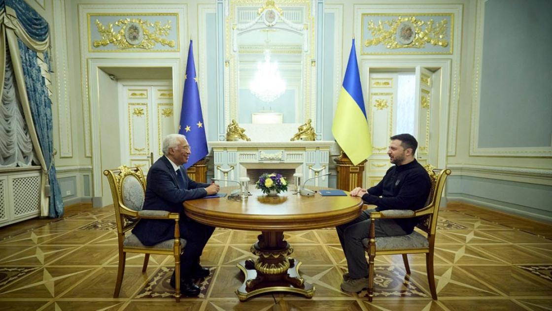 Wolodymyr Zelenskij trifft den Präsidenten des Europäischen Rates Antonio Costa in Kiew, 1.12.2024 (IMAGO / Bestimage)