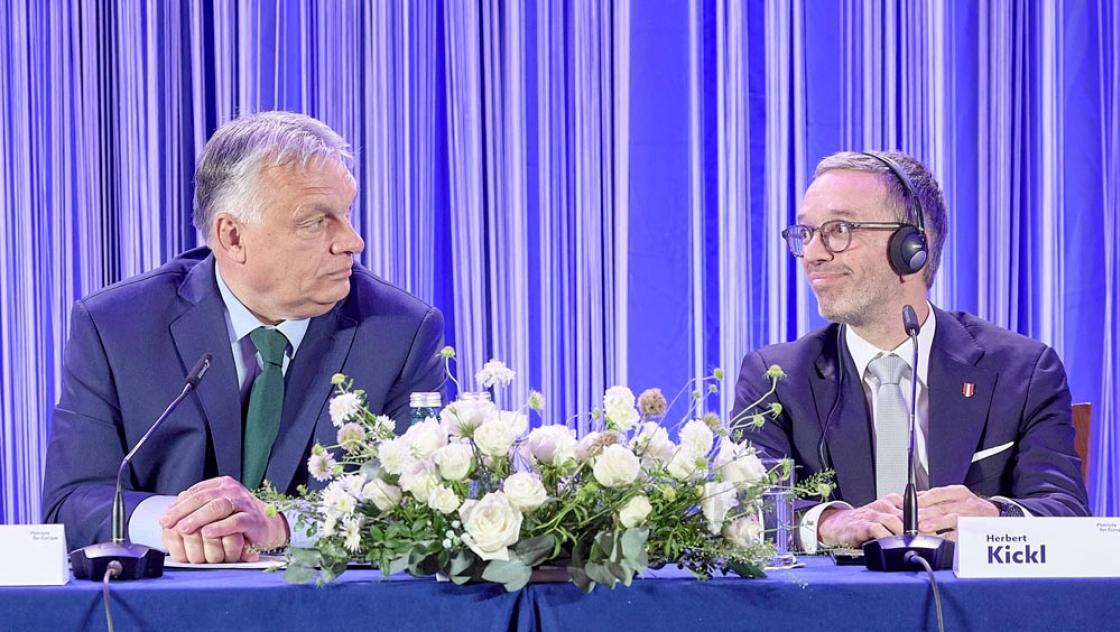 Der ungarische Ministerpräsident Viktor Orbán mit FPÖ-Chef Herbert Kickl in Wien, 30.6.2024 (IMAGO / photonews.at) Der ungarische Ministerpräsident Viktor Orbán mit FPÖ-Chef Herbert Kickl in Wien, 30.6.2024 (IMAGO / photonews.at)