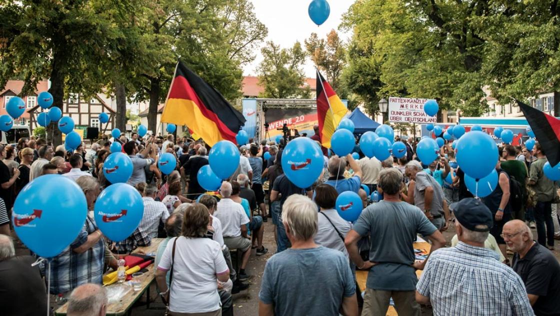 AfD Wahlkampfabschluss in Königs Wusterhausen, 30.8.2019 (IMAGO / Olaf Selchow) AfD Wahlkampfabschluss in Königs Wusterhausen, 30.8.2019 (IMAGO / Olaf Selchow)