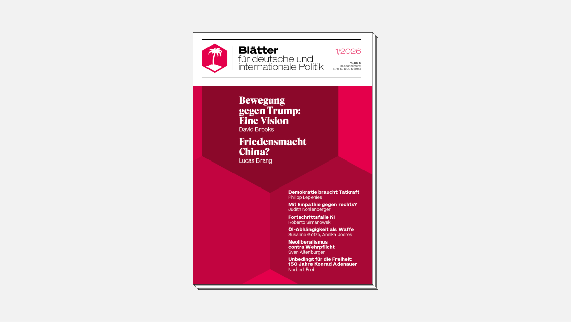 Die Januar-Ausgabe der »Blätter« in komplett neuem Design, 16.12.2025 (Blätter Verlag / Andreas Homann)