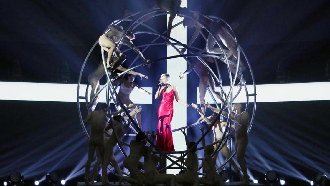 Die Sängerin Polina Gagarina tritt im Kremlpalast auf, 7.12.2018 (IMAGO / ITAR-TASS / Vyacheslav Prokofyev)