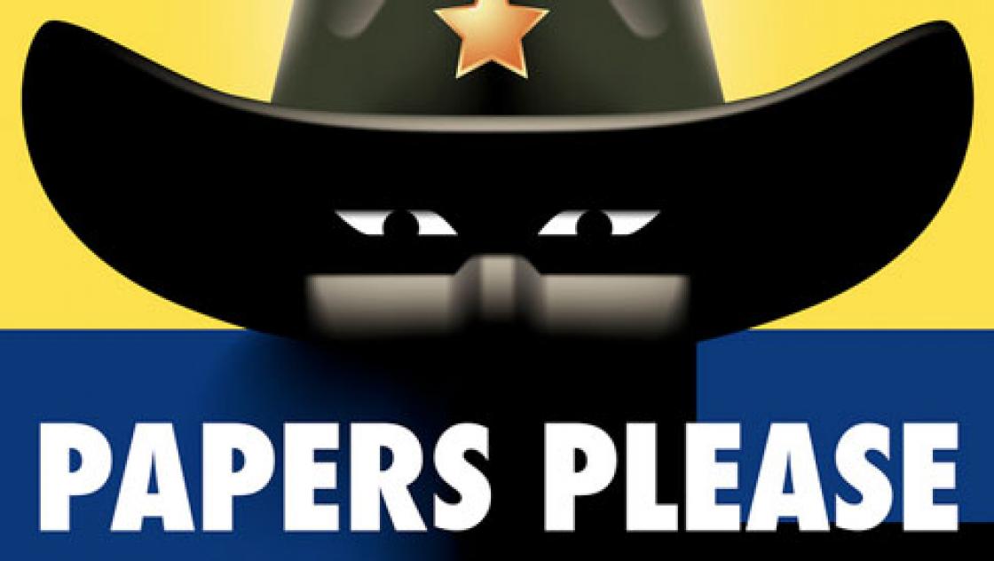 Graphik eines Sheriffs, der nach den Ausweispapieren fragt