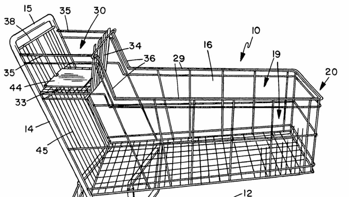 Schematische Zeichnung eines Einkaufswagens