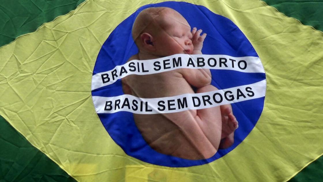 Brasilianische Flagge mit Baby