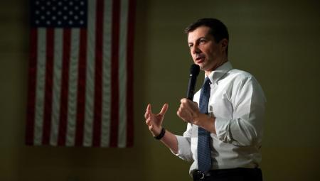 Pete Buttigieg bei einem Wahlkampfauftritt