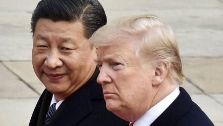 US-Präsident Donald Trump (rechts) und der chinesische Präsident Xi Jinping bei einer Begrüßungszeremonie in Peking, November 2017. 