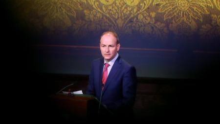 Micheál Martin TD, Vorsitzender von Fianna Fáil bei einer Rede anlässlich der 100-Jahr-Feier der parlamentarischen Demokratie, 21. Januar 2019