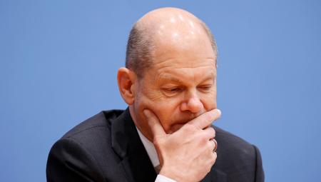 Olaf Scholz (SPD) auf einer Pressekonferenz, 11.11.2021 (IMAGO / Jens Schicke)