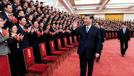 Der chinesische Staatspräsident Xi Jinping in der Großen Halle des Volkes in Peking (China), 15.12.2021 (IMAGO / Xinhua) 