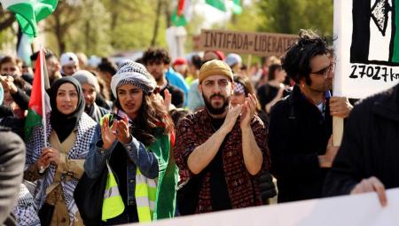 Antiisraelische Kundgebung zur Unterstützung der Al-Aqsa-Moschee in Berlin, 24.4.2022 (IMAGO / ZUMA Wire)