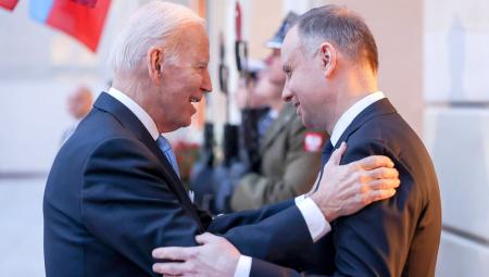 US-Präsident Joe Biden trifft den polnischen Präsidenten Andrzej Duda, 22.2.2023 (IMAGO / UPI Photo)