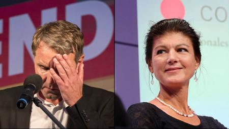 Björn Höcke, 30.8.2019 (IMAGO / Emmanuele Contini) und Sahra Wagenknecht, 13.6.2023 (IMAGO / APress). Montage: Blätter für deutsche und internationale Politik