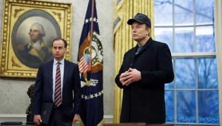 Elon Musk bei einem Pressetermin im Weißen Haus, 11.2.2025 (IMAGO / UPI Photo)