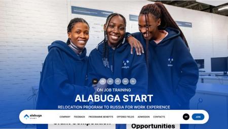 Die Website von »Alabuga Start«, 28.8.2025 (Screenshot erstellt vom »Blätter« Verlag)