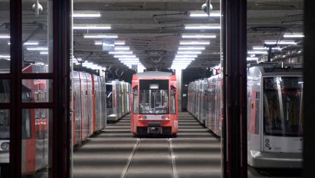 Straßenbahnen im Betriebshof in Düsseldorf-Lierenfeld, 27.3.2023 (IMAGO / Kirchner-Media)