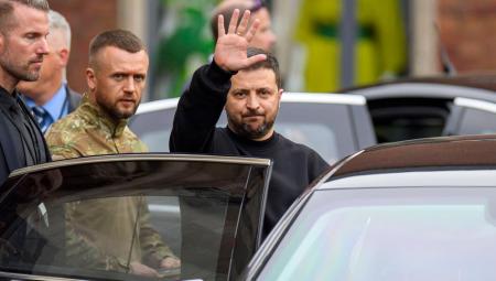 Wolodymyr Selenskyj bei der Verleihung des Internationalen Karlspreises zu Aachen an ihn und das ukrainische Volk, 14.5.2023 (IMAGO / Kirchner-Media)