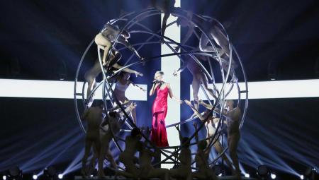 Die Sängerin Polina Gagarina tritt im Kremlpalast auf, 7.12.2018 (IMAGO / ITAR-TASS / Vyacheslav Prokofyev)