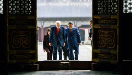US-Präsident Donald Trump und der chinesische Präsident Xi Jinping während Trumps Staatsbesuch am 14. Mai 2026 (IMAGO / Newscom / EyePress)
