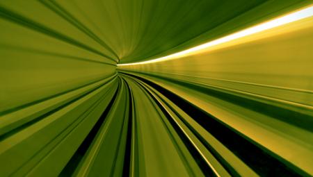 Das Bild zeigt grüne und schwarze Streifen die sich zu einem Tunnel zusammenziehen
