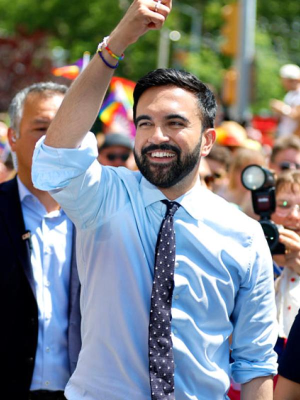 Zohran Mamdani. Im Juni 2025 wurde er zum Kandidaten der Demokratischen Partei für das Bürgermeisteramt in New York bestimmt, 29.6.2025 (IMAGO / UPI Photo)