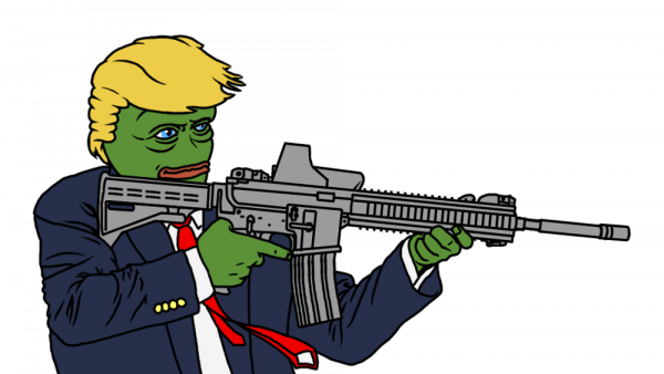 Trump-Pepe mit Gewehr
