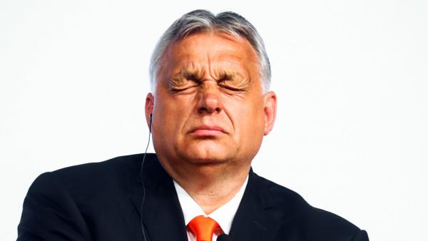 Der ungarische Ministerpräsident Viktor Orbán während einer Pressekonferenz auf dem Gipfeltreffen der Regierungschefs der Visegrad-Gruppe in Kattowitz/Polen, 30.6.2021 (IMAGO / NurPhoto)