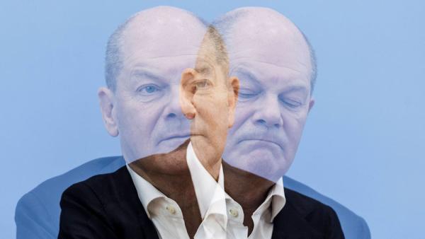 Bundeskanzler Olaf Scholz bei einer Bundespressekonferenz, 14.7.2023 (IMAGO / photothek / Florian Gaertner)