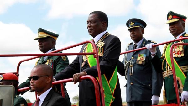 Emmerson Mnangagwa, Präsident Simbabwes bei Feierlichkeiten zum Unabhängigkeitstag in Mount Darwin, Simbabwe, 18.4.2023 (IMAGO / Xinhua / Tafara Mugwara)