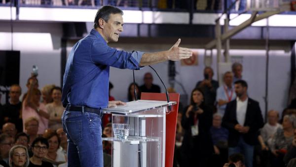 Pedro Sánchezbei einer Wahlkampfkundgebung zur Unterstützung des PSC-Kandidaten für die katalanischen Wahlen am 12. Mai in Barcelona, 2.5.2024 (IMAGO / ABACAPRESS / Europa Press)