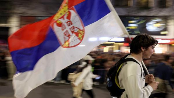 Protestierende in Belgrad, 14.3.2025 (IMAGO / CTK Photo / Pavel Nemecek)