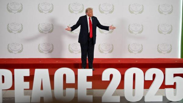 US-Präsident Donald Trump beim Gaza-Friedensgipfel in Scharm el-Scheich, 13.10.2025 (Blondet Eliot / ABACA)