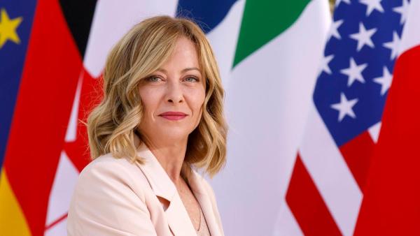 Giorgia Meloni am 13. Juni 2024 am Rande des G7-Treffens in Savelletri Di Fasano (Presidenza Del Consiglio / G7 Ital / IMAGO / ZUMA Press Wire)